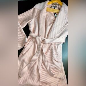 Steve Madden Ottoman Knit Tie Waist Trench Coat Pink Size Medium NWT